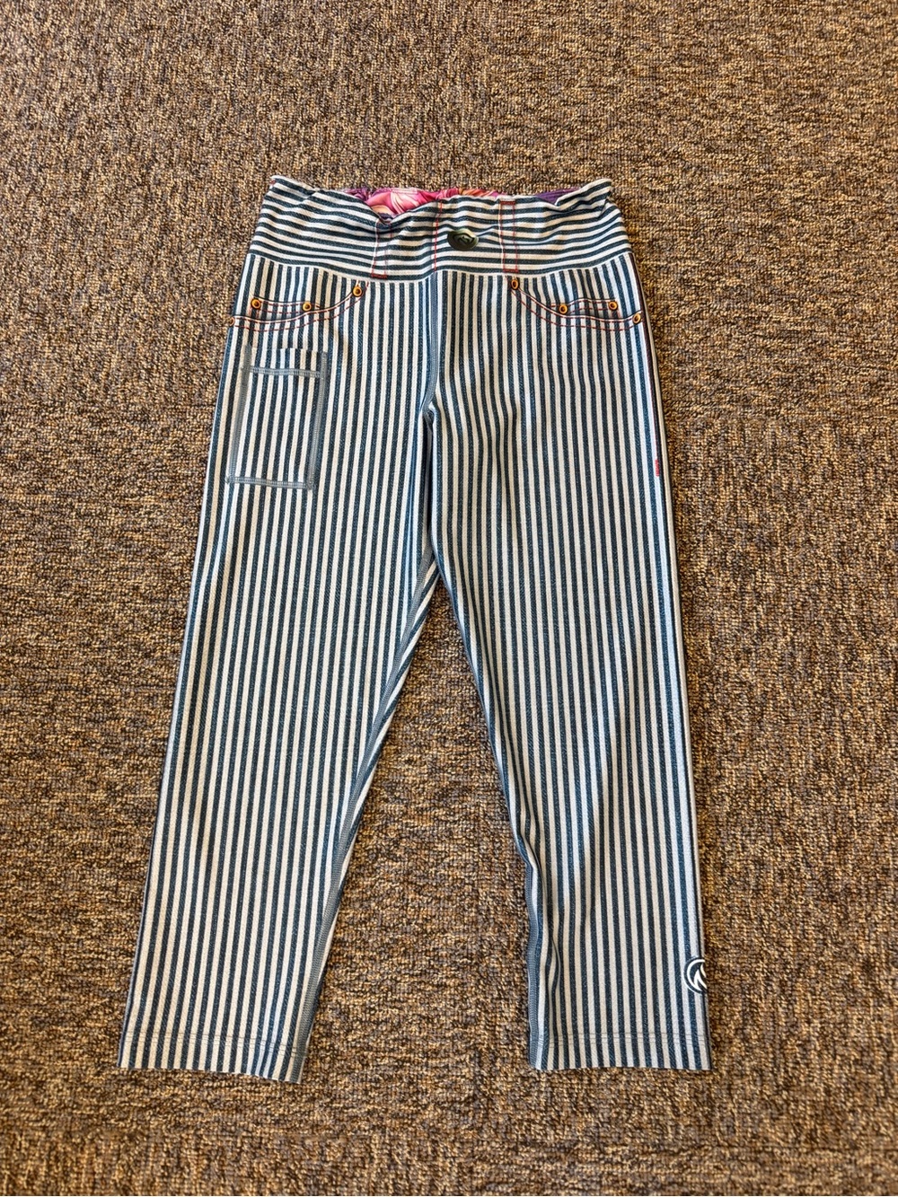 Ink N Burn Women’s Blue & White Performance Cropped Leggings  Size 8